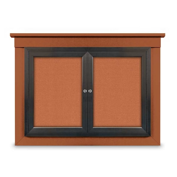18"x24" 1-Door Enclosed Letterboard, Black Vinyl/Cherry